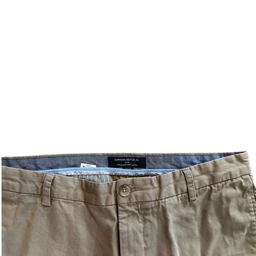 Banana Republic Gavin Straight Fit Chinos Mens 36x32 Khaki Tan Twill Pants